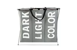 Coș pentru rufe – 3 compartimente pe un cadru pliabil