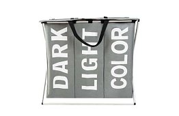 Coș pentru rufe – 3 compartimente pe un cadru pliabil