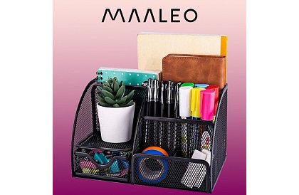 Organizator pentru birou - 6 compartimente - negru