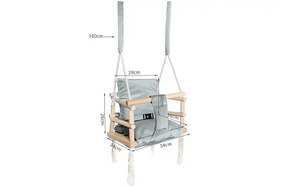Leagăna din lemn pentru copii – gri
