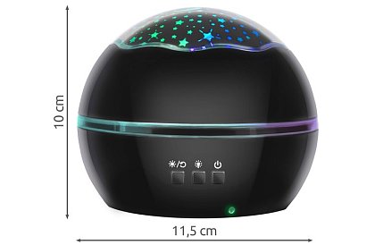 Lampa de noapte LED cu proiector de imagini - neagră