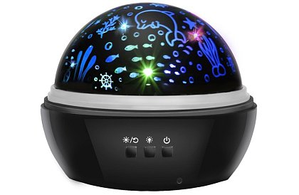 Lampa de noapte LED cu proiector de imagini - neagră