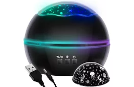 Lampa de noapte LED cu proiector de imagini - neagră