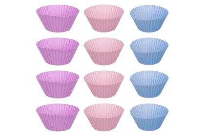 Tavă de copt din teflon pentru brioșe + 12 forme din silicon