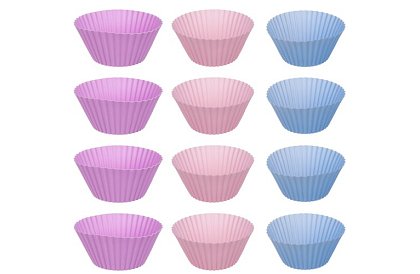 Tavă de copt din teflon pentru brioșe + 12 forme din silicon