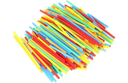 Set de construcție colorat 3D din paie 408 buc – joc creativ pentru copii