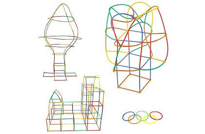 Set de construcție colorat 3D din paie 408 buc – joc creativ pentru copii