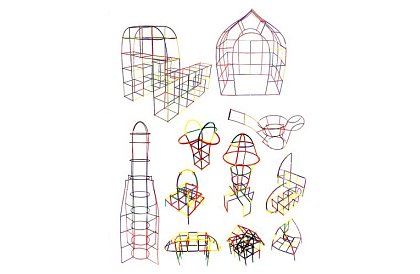 Set de construcție colorat 3D din paie 408 buc – joc creativ pentru copii