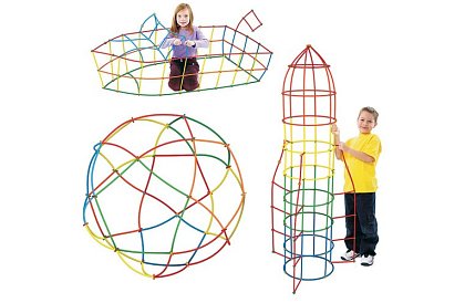 Set de construcție colorat 3D din paie 408 buc – joc creativ pentru copii