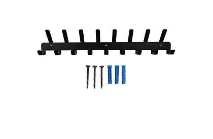 Suport de perete pentru jachete și paltoane – negru, 17 cârlige