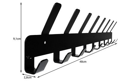 Suport de perete pentru jachete și paltoane – negru, 17 cârlige