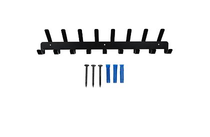 Suport de perete pentru jachete și paltoane – negru, 17 cârlige