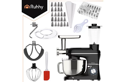 Robot de bucătărie 1500 W RUHHY 3 în 1 cu blender și râșniță pentru carne – bol de 6,2 l