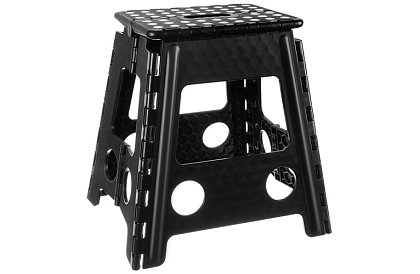 Scaun pliant – taburet alb-negru