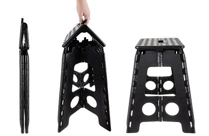 Scaun pliant – taburet alb-negru