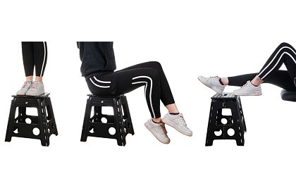 Scaun pliant – taburet alb-negru