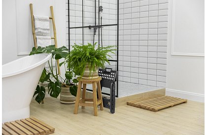 Scaun pliant – taburet alb-negru