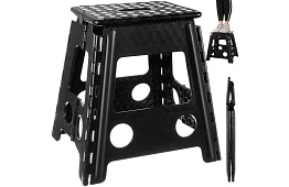 Scaun pliant – taburet alb-negru