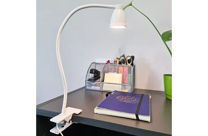 Lampa LED pentru birou cu clemă metalică - albă