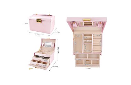 Cutie de bijuterii elegantă – rozie cu lacăt și suprafață de satin