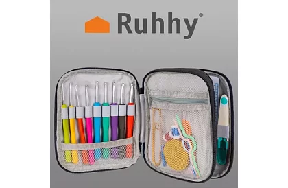 XXL set de croșetat 85 de piese în husă