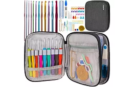 XXL set de croșetat 85 de piese în husă