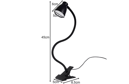 Lampa LED pentru birou cu clips metalic - neagră