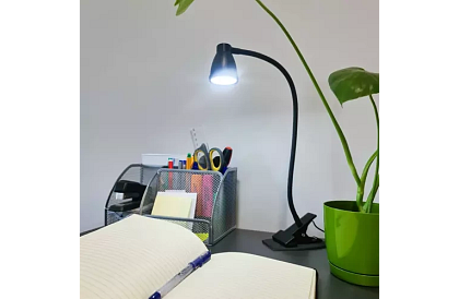 Lampa LED pentru birou cu clips metalic - neagră