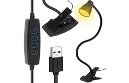 Lampa LED pentru birou cu clips metalic - neagră