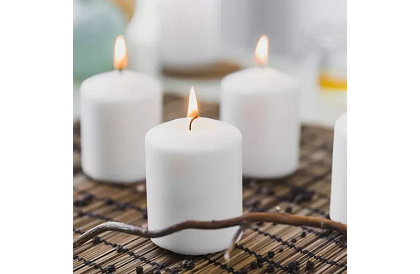 Candle albă cilindrică 10x5 cm – set de 8 bucăți