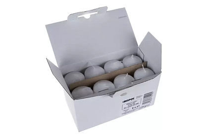 Candle albă cilindrică 10x5 cm – set de 8 bucăți