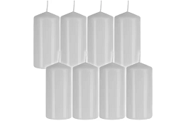Candle albă cilindrică 10x5 cm – set de 8 bucăți
