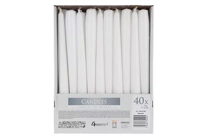Candle conică albă 24,5x2,3 cm – set 40 buc.
