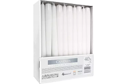 Candle conică albă 24,5x2,3 cm – set 40 buc.