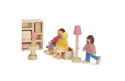 Păpuși din lemn pentru căsuța copiilor – 7 buc.