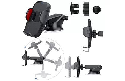 Suport pentru telefon în mașină cu ventuză -  4 - 7 inci