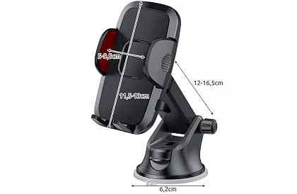 Suport pentru telefon în mașină cu ventuză -  4 - 7 inci