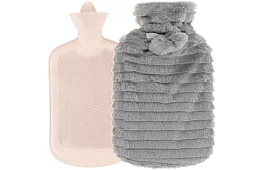 Termofor – sticlă de încălzire cu husă din pluș – 2 l