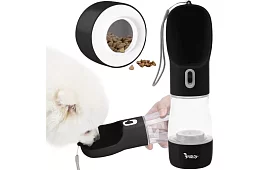 Sticlă de apă pentru câini cu bol pentru recompense