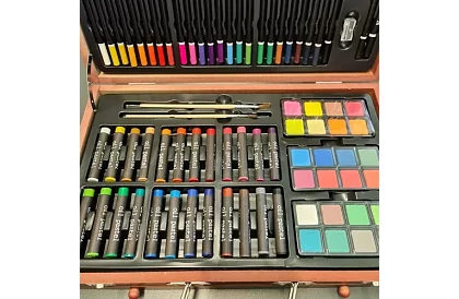 Set de pictură în cutie de lemn – 130 de articole