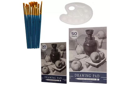 Set de pictură în cutie de lemn – 130 de articole