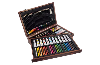 Set de pictură în cutie de lemn – 130 de articole