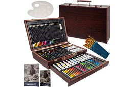 Set de pictură în cutie de lemn – 130 de articole