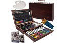 Set de pictură în cutie de lemn – 130 de articole
