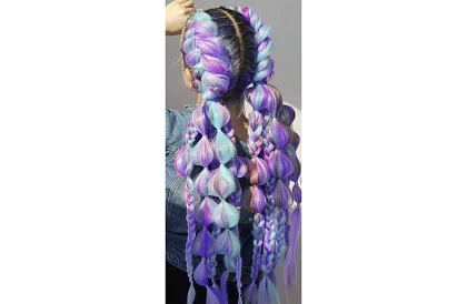 Păr sintetic ombre împletituri pentru păr violet-albastre