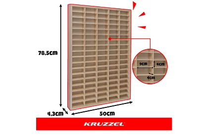 Raft din lemn - organizator pentru mașinuțe - 90 compartimente