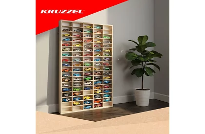 Raft din lemn - organizator pentru mașinuțe - 90 compartimente