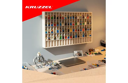 Raft din lemn - organizator pentru mașinuțe - 90 compartimente