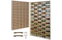 Raft din lemn - organizator pentru mașinuțe - 90 compartimente