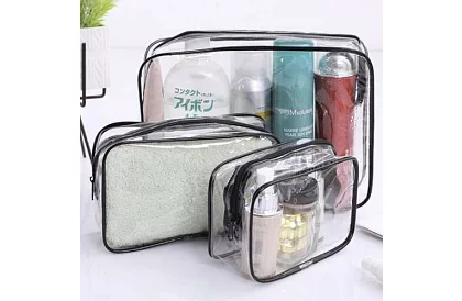 Pungi cosmetice transparente – set de 3 bucăți